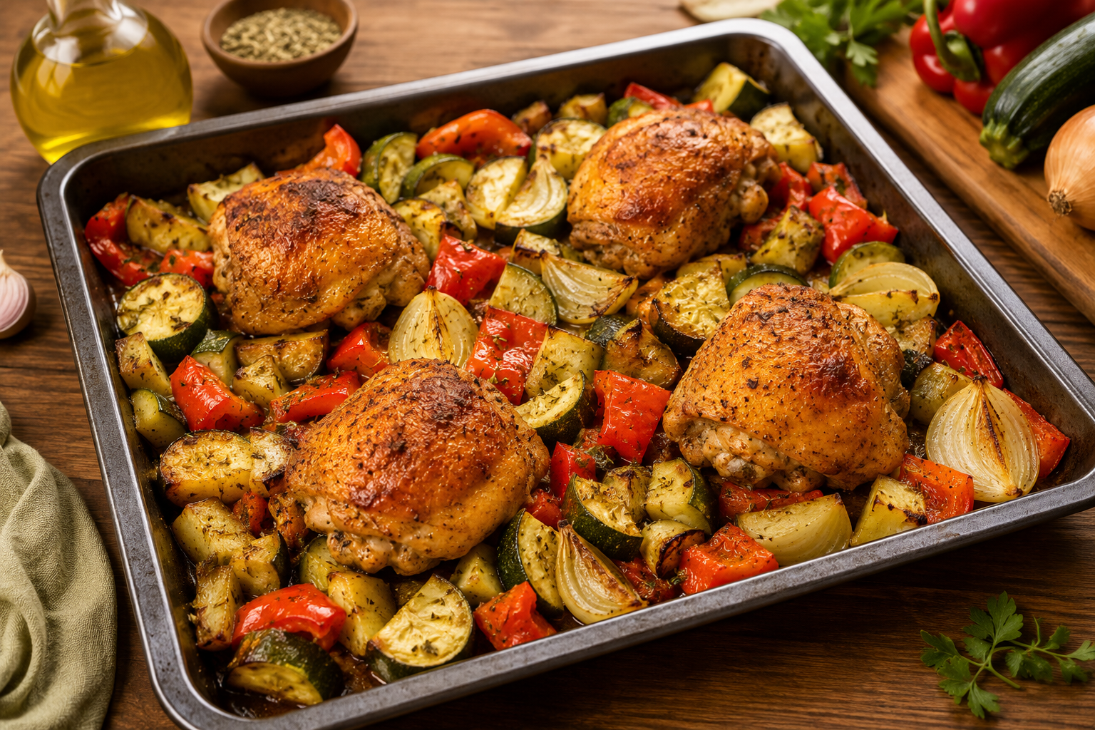 pollo al horno con verduras