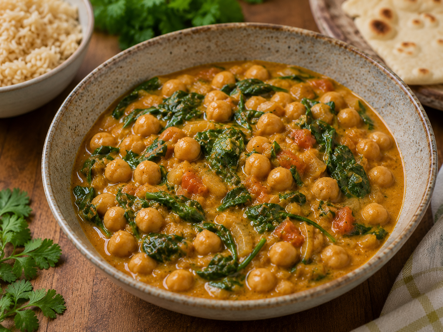 curry de garbanzos y espinacas